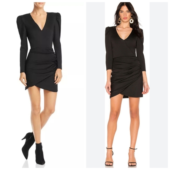 Alice + Olivia Judy Ruched Puff-Sleeve Dress Size 4 - Picture 2 of 8